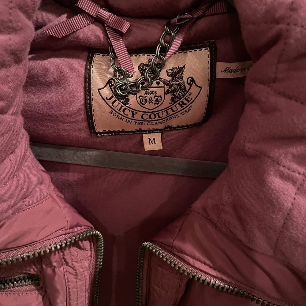 Juicy Couture VTG Down Puffer Vest Knit Trim Soft Flannel Lined & Collar Y2K M - Picture 10 of 13